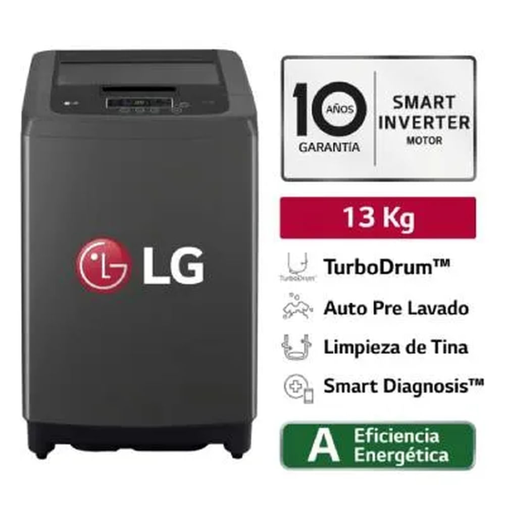 Lavadora LG 13 kg Carga Superior WT13BVTB Negro