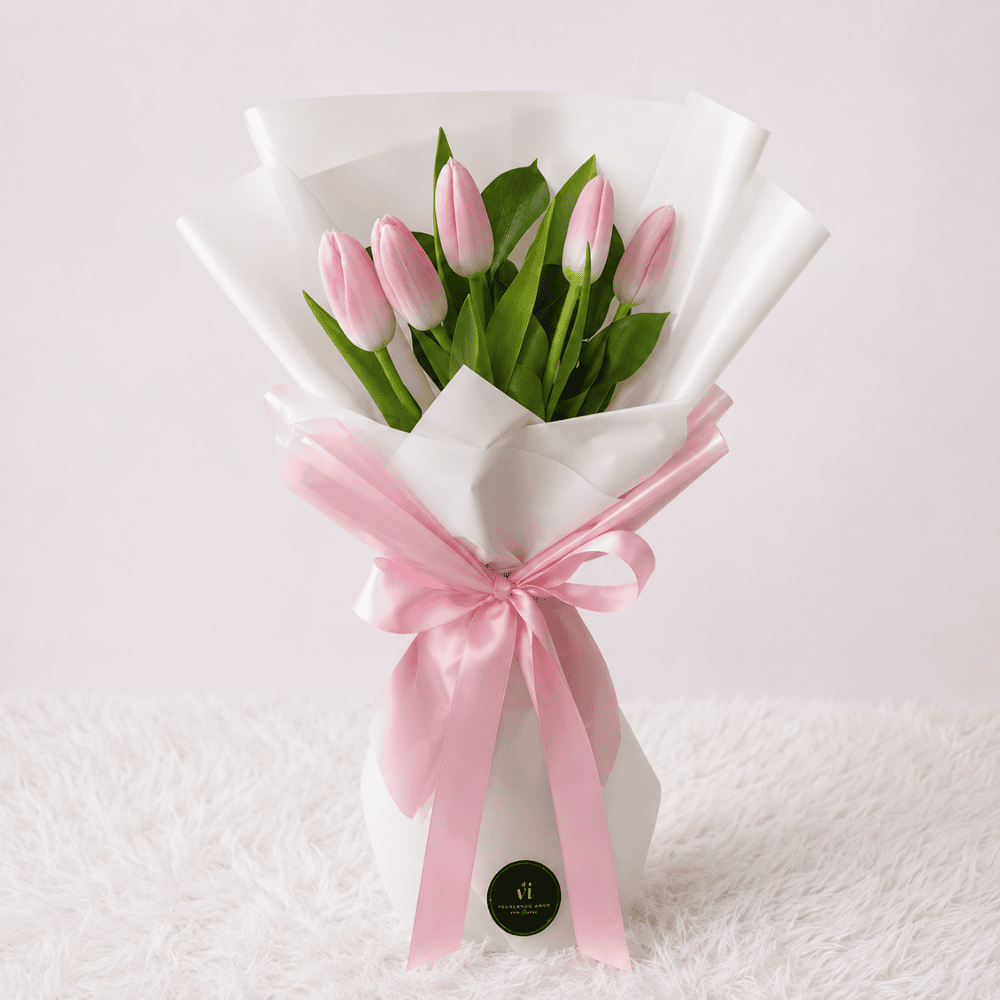 Ramo de 5 tulipanes - Rosados - Fucsia