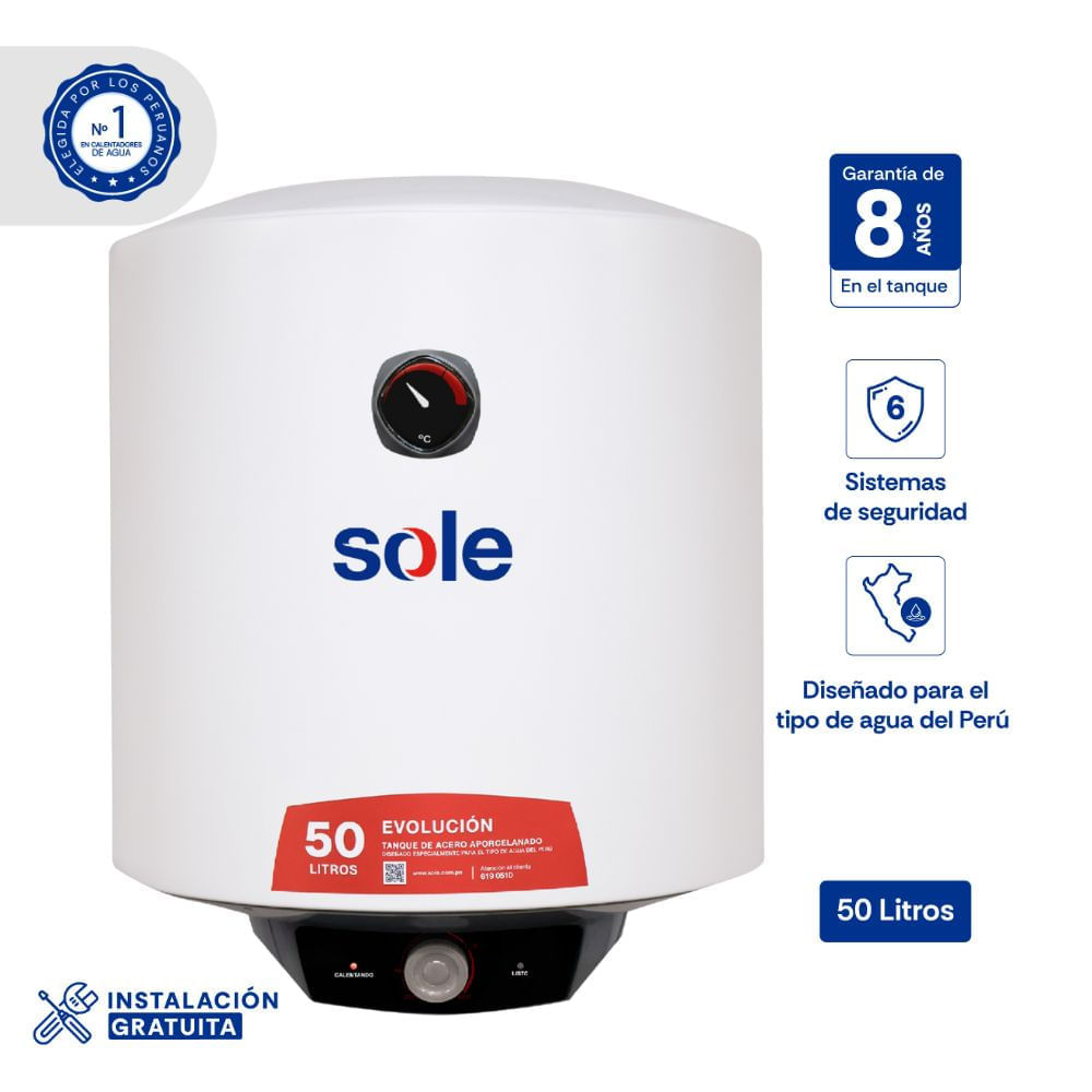 Terma Eléctrica Sole Evolución 50L para Pared