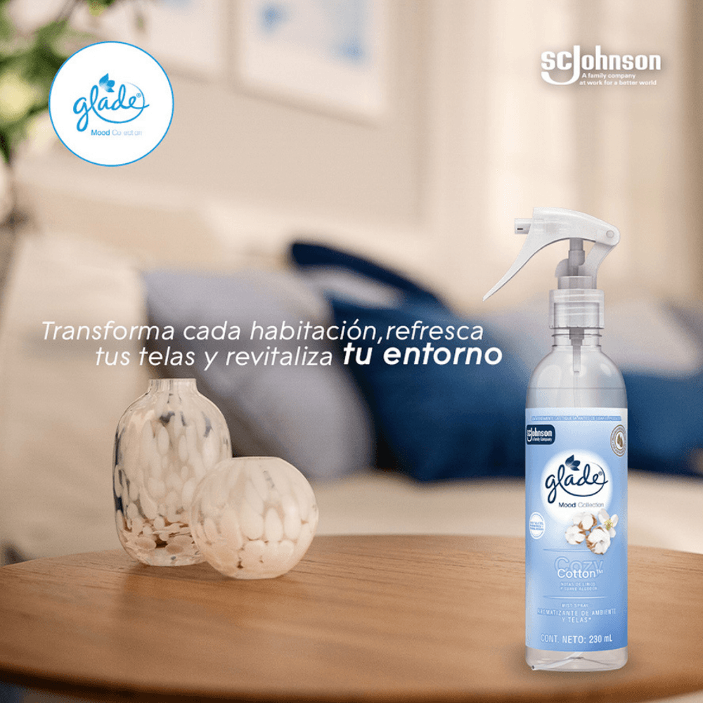Ambientador en Spray Telas Glade Algodon Suave 230ml