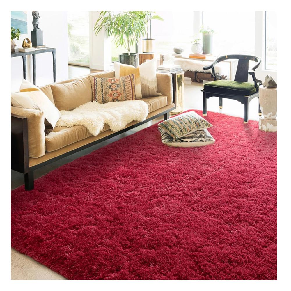 Alfombra De Felpa Piso Decorativo 200cm x 140cm Guinda