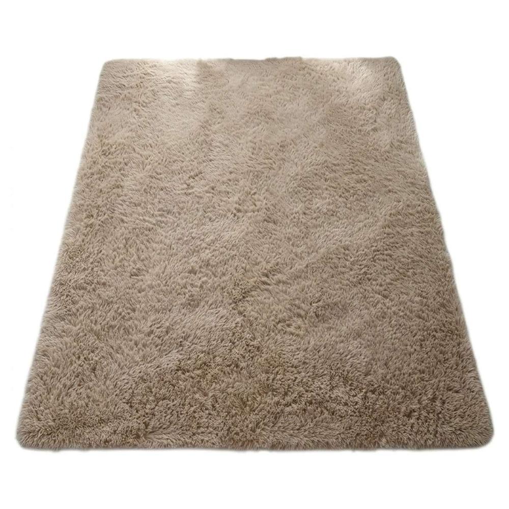 Alfombra De Felpa Piso Decorativo 200cm x 140cm Marrón Claro II