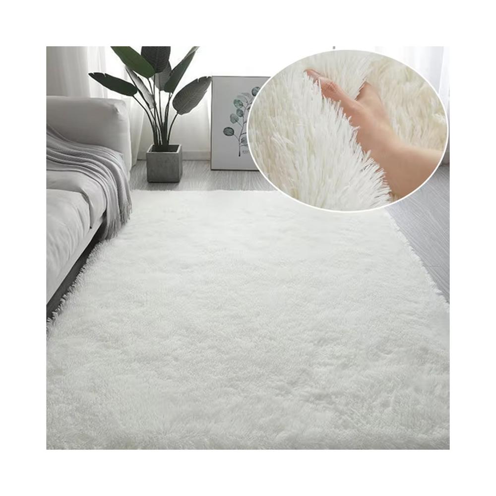 Alfombra De Felpa Piso Decorativo 200cm x 140cm Blanca