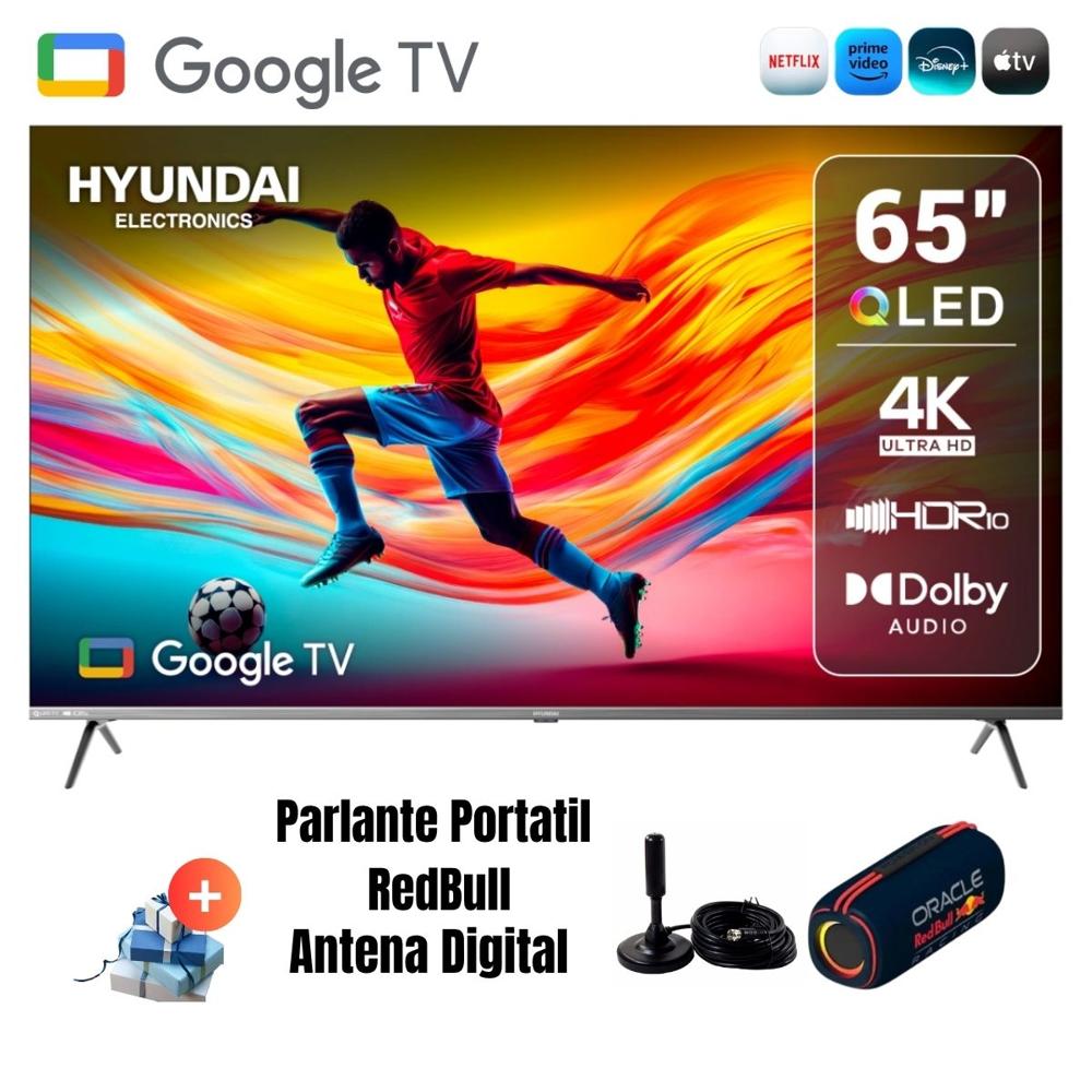 Televisor Hyundai 65 QLED UHD 4K GoogleTV HYLED6513QG - Ant - Parlante Portatil