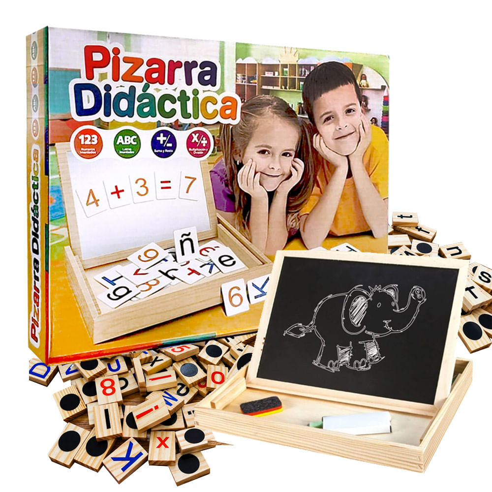 Pizarra Magnetica Didactica Alfa Numerico 2 en 1 Fichas de Madera