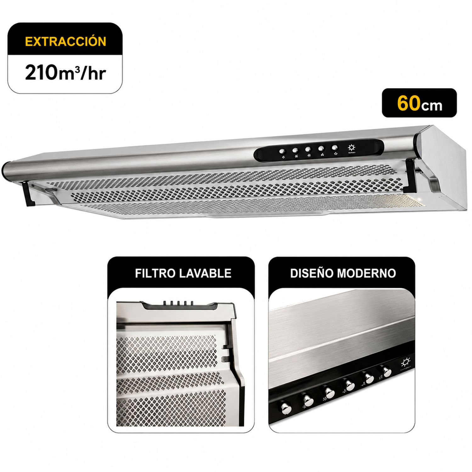 Campana Extractora Indurama 3 Velocidades CEI-602CRP