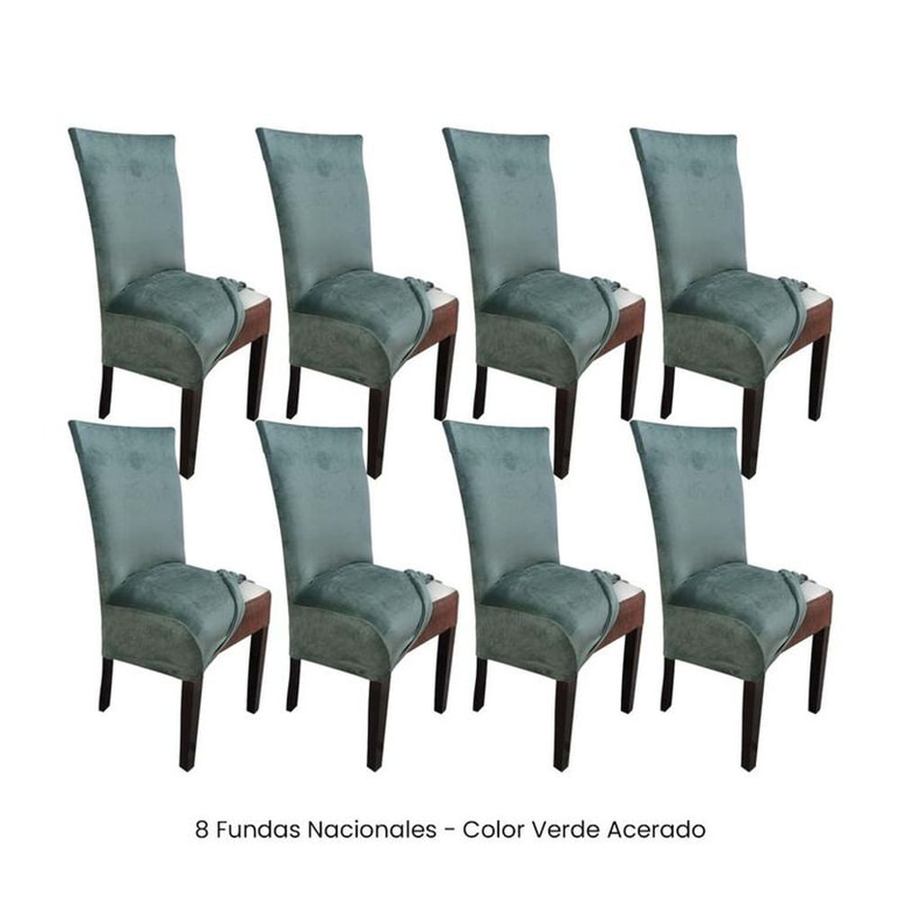 8 Fundas Nacionales de Terciopelo para Silla Recta - Verde Acerado