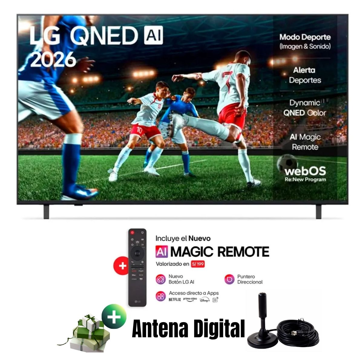 Televisor Smart TV 50'' QNED UHD 4K ThinQ AI 50QNED73ASA 2026 - Antena Digital