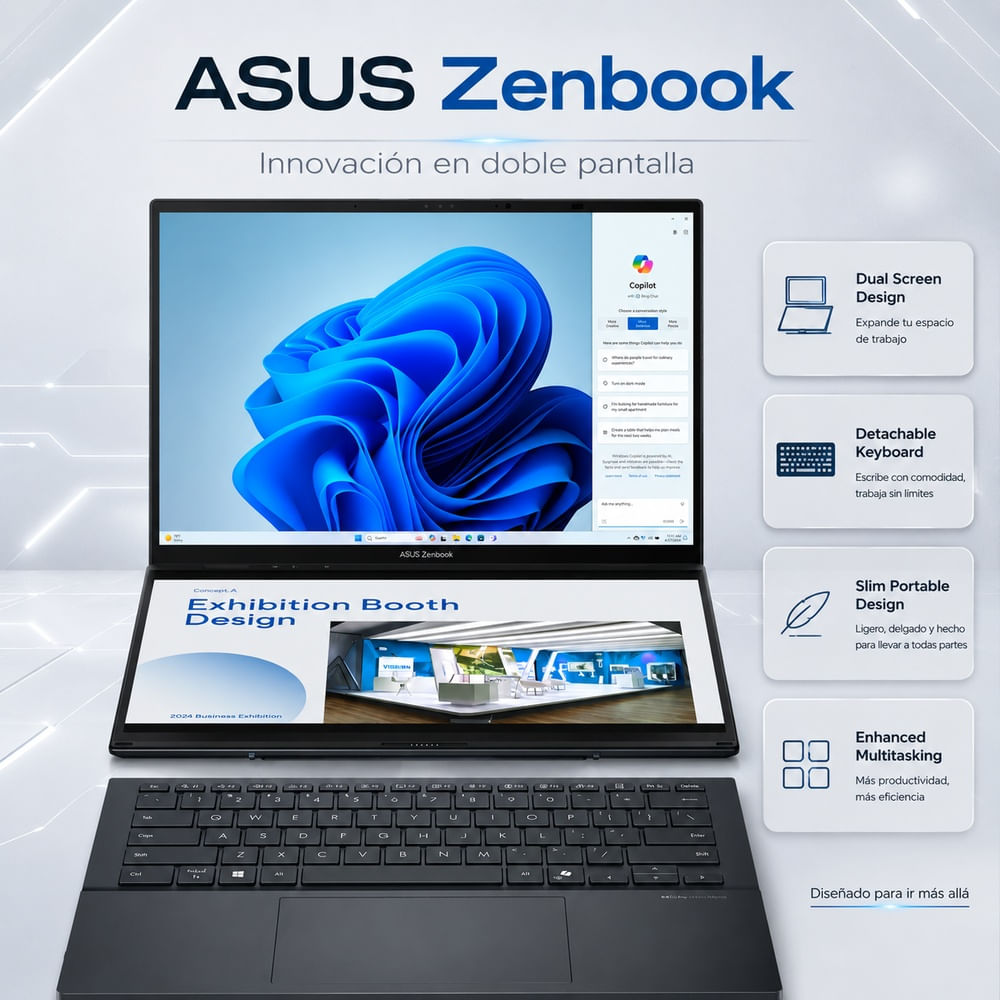 Laptop ASUS Zenbook Duo 14 3K OLED Ultra 9 32GB 1TB Win11 Inkwell Gray   UX8406CA-PZ073W