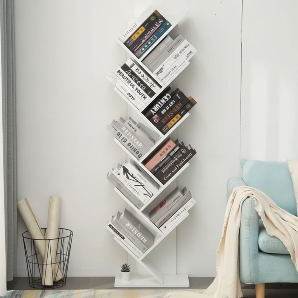Librero Estante Amelia 9 Repisas Blanco | Masiva Home