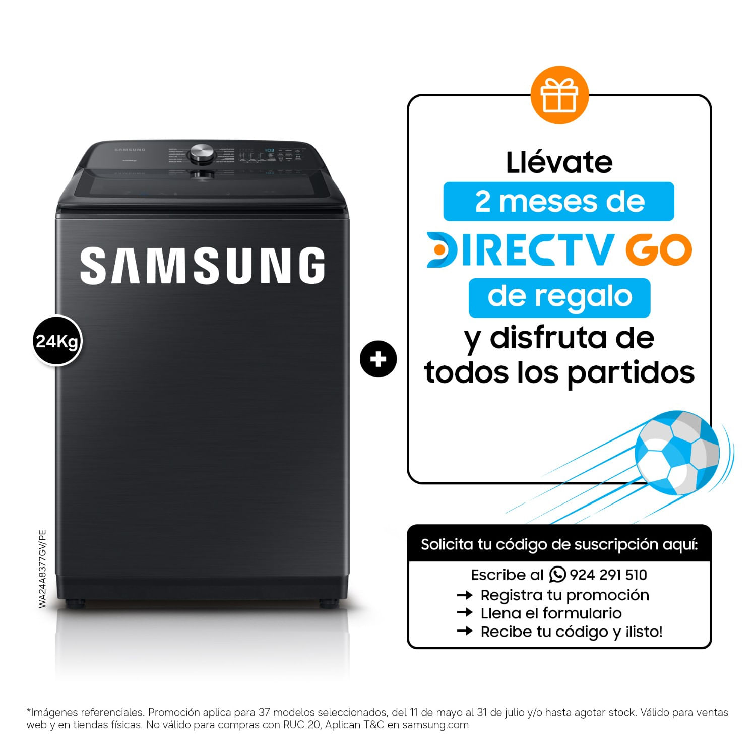 Lavadora Bubble Smart 24Kg WA24A8377GV/PE Negra