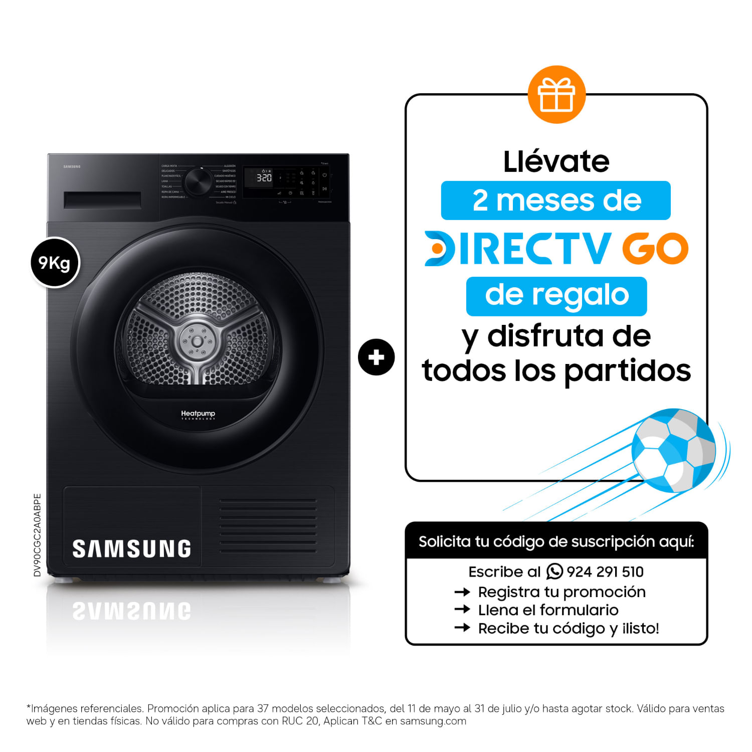 Secadora Samsung Bespoke AI 9Kg DV90CGC2A0ABPE Negra
