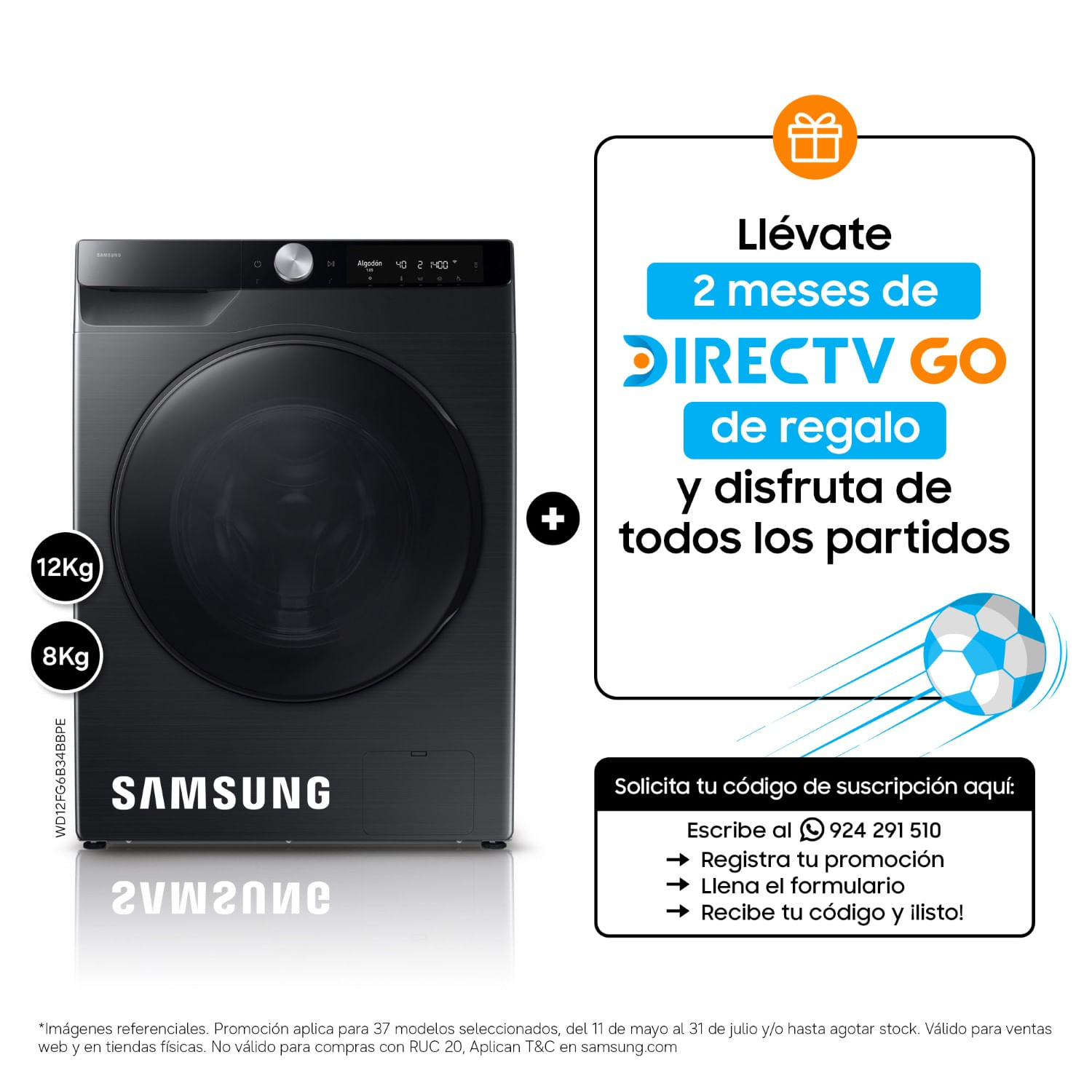 Lavaseca Samsung Bespoke AI 12kg/8kg Negro