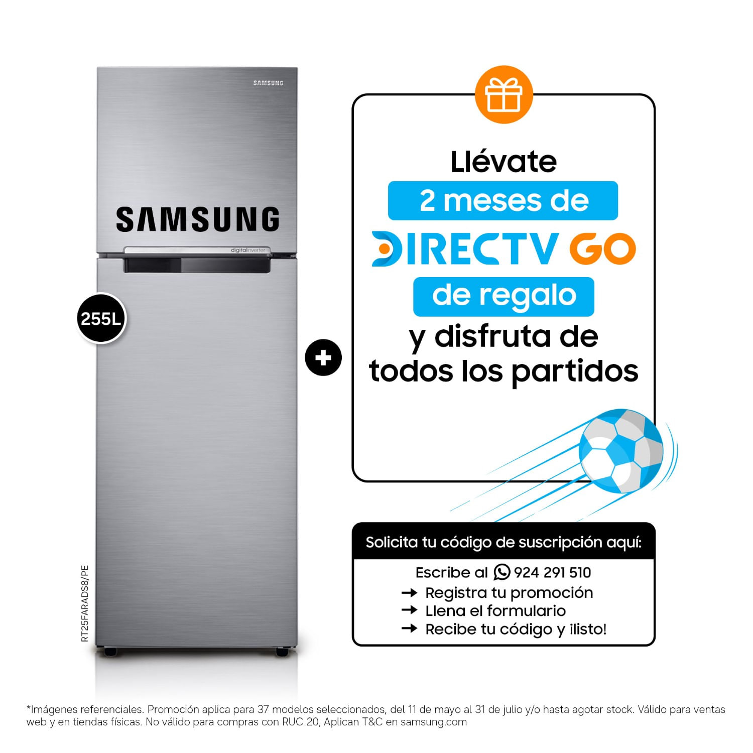 Refrigeradora Samsung RT25FARADS8/PE Top Freezer 255L Inox