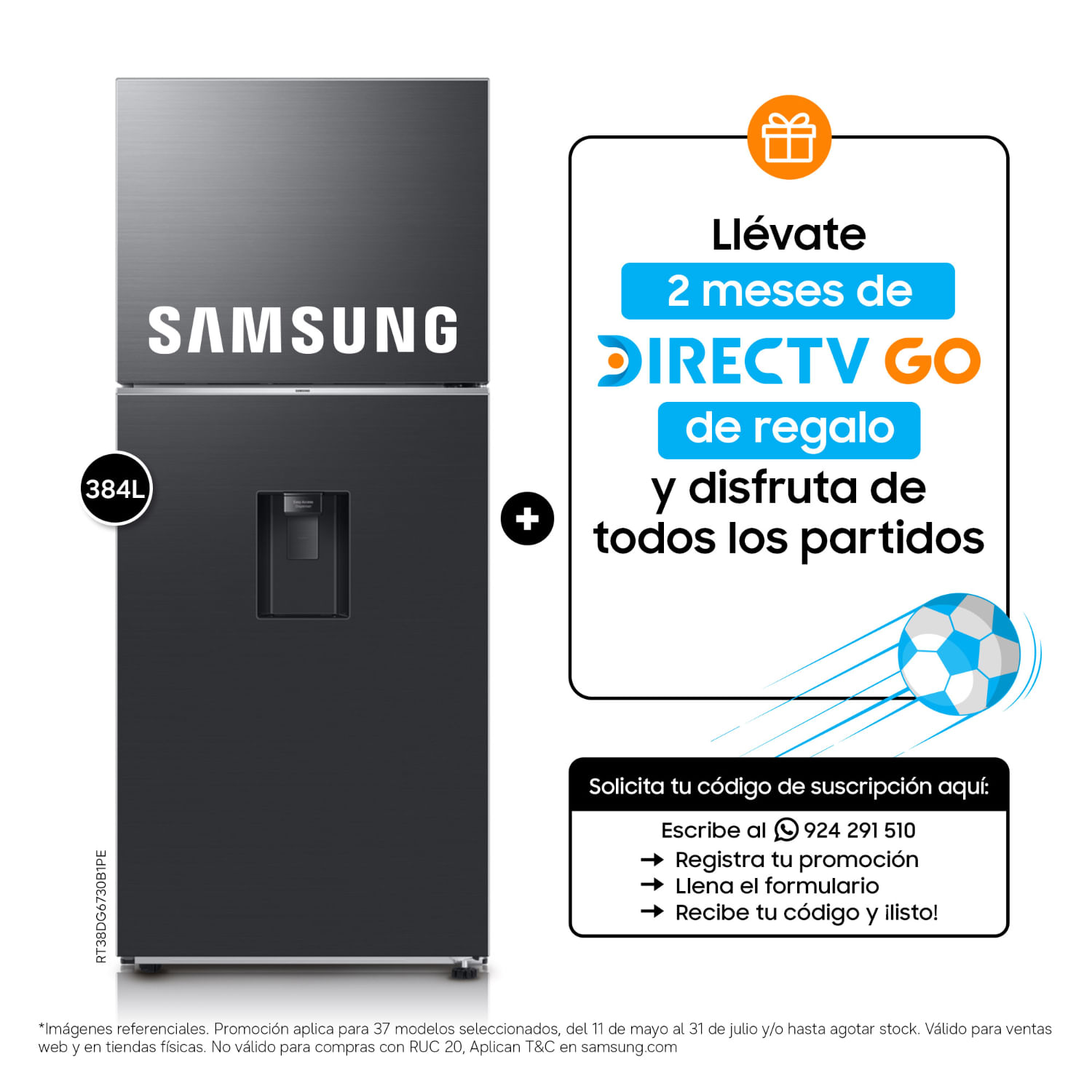Refrigeradora Samsung Top Mount Freezer 384L RT38DG6730B1PE Black