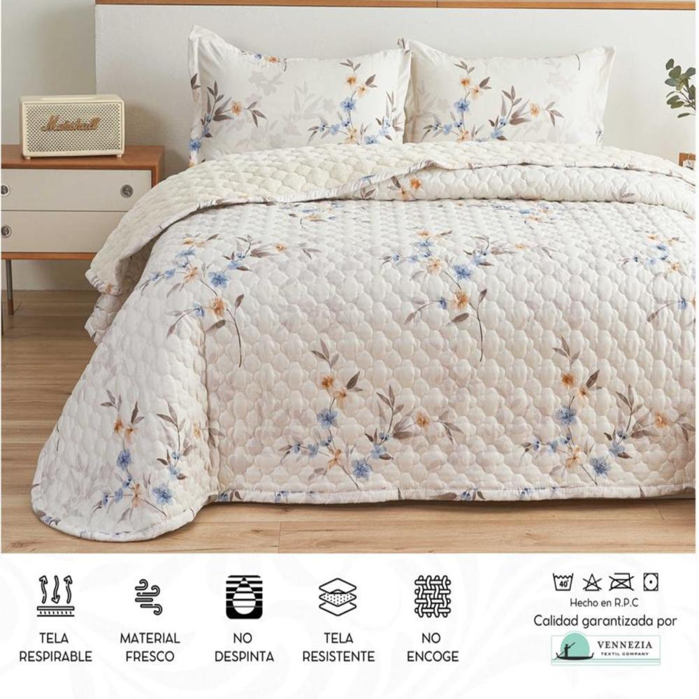 Set de Cubrecama 2 pz con carnero de 5 Piezas + Set Sabanas + Fundas 100% Calidad - 2c