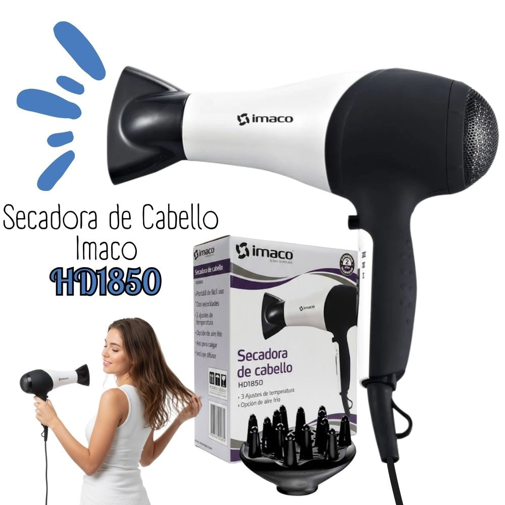 Secadora de Cabello Imaco 1800 Wtts  HD1850.