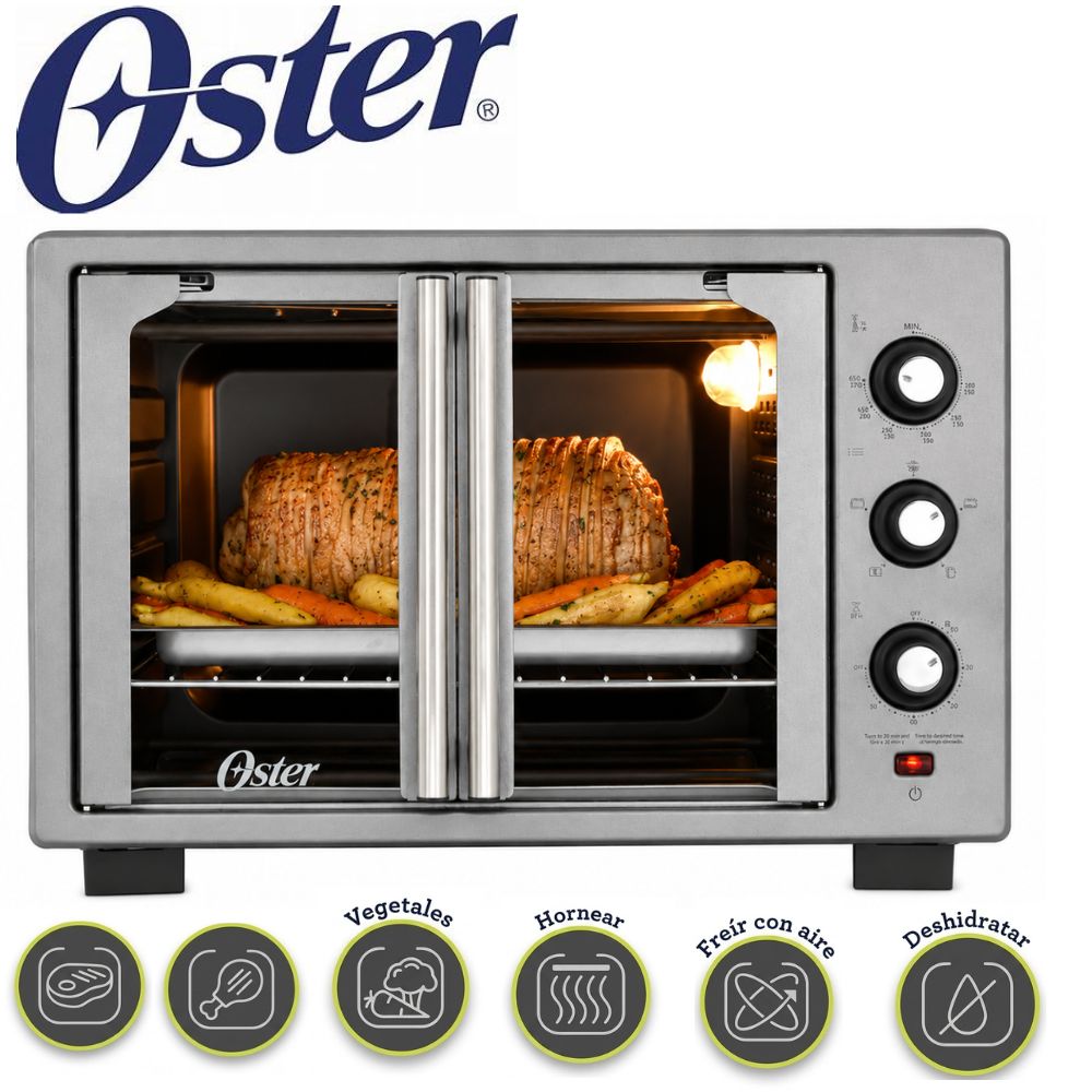 Horno Oster TSSTTV35FDMAFNS-053 con freidora de aire de 35 litros puertas francesas