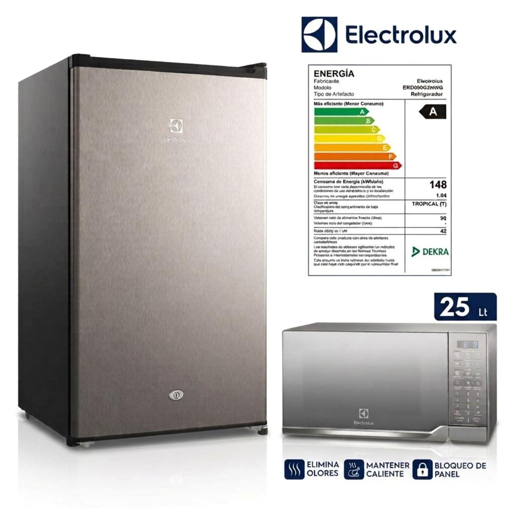 Combo Frigobar Premium 90LGris ERD090G2HWG - Horno Microondas 25 Litros EMDO25S2GSRUG