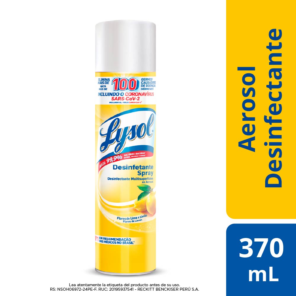 Desinfectante en Aerosol LYSOL Lemon Breeze Frasco 370ml