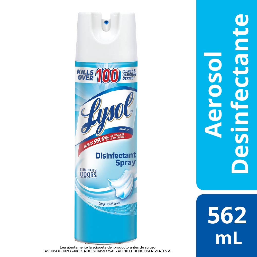 Desinfectante en Aerosol LYSOL Crisp Linen Scent Frasco 562g