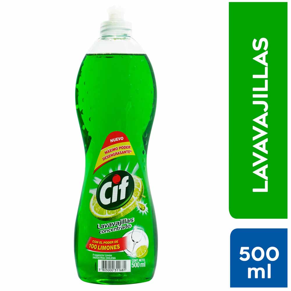 Lavavajilla Líquida Limón Cif 500 ml