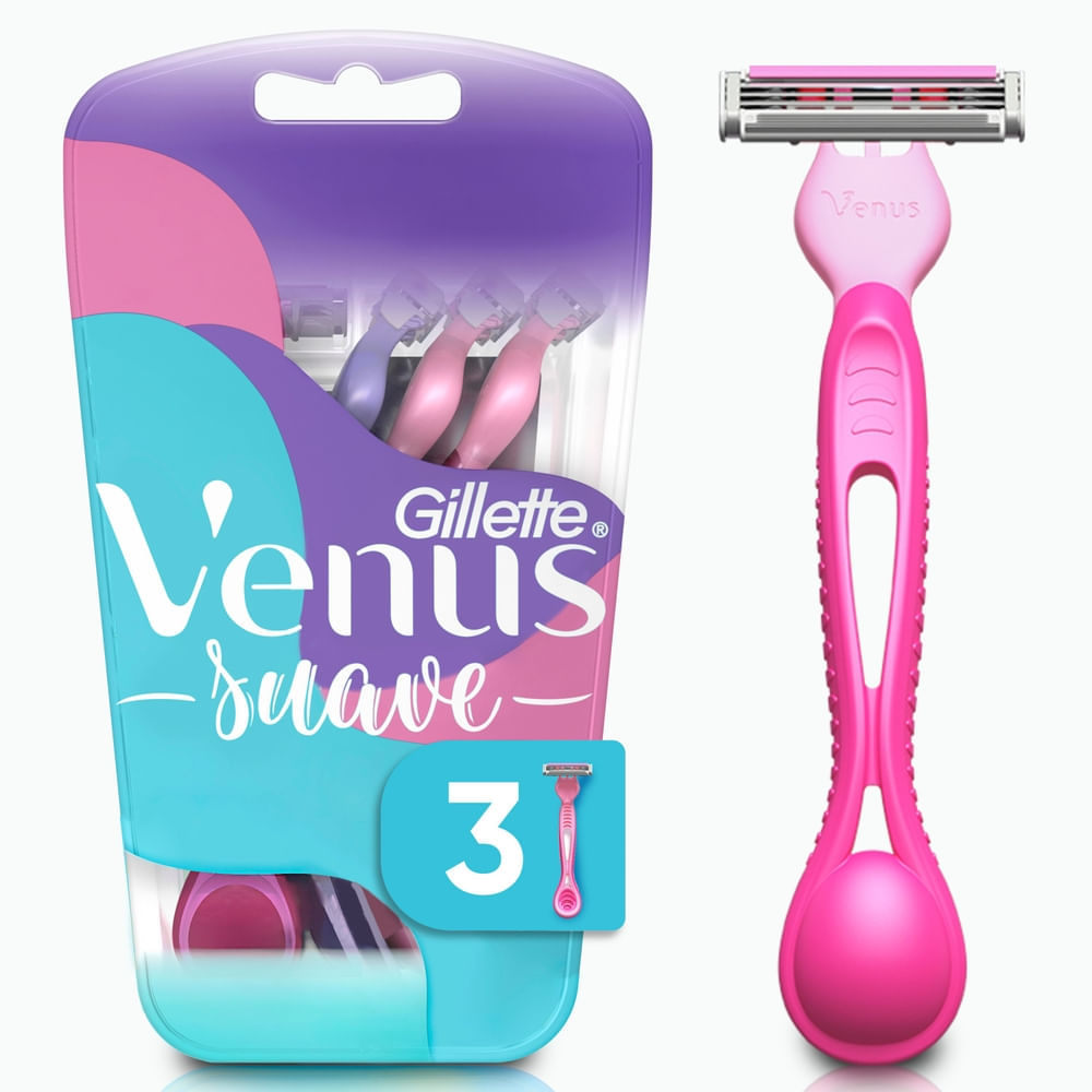 Máquina de Afeitar Desechable VENUS Suave 3 Hojas Paquete 3un