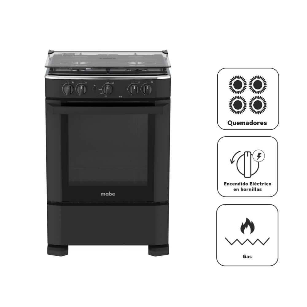 Cocina a Gas MABE 4 Quemadores CMP6010FN0 Negro