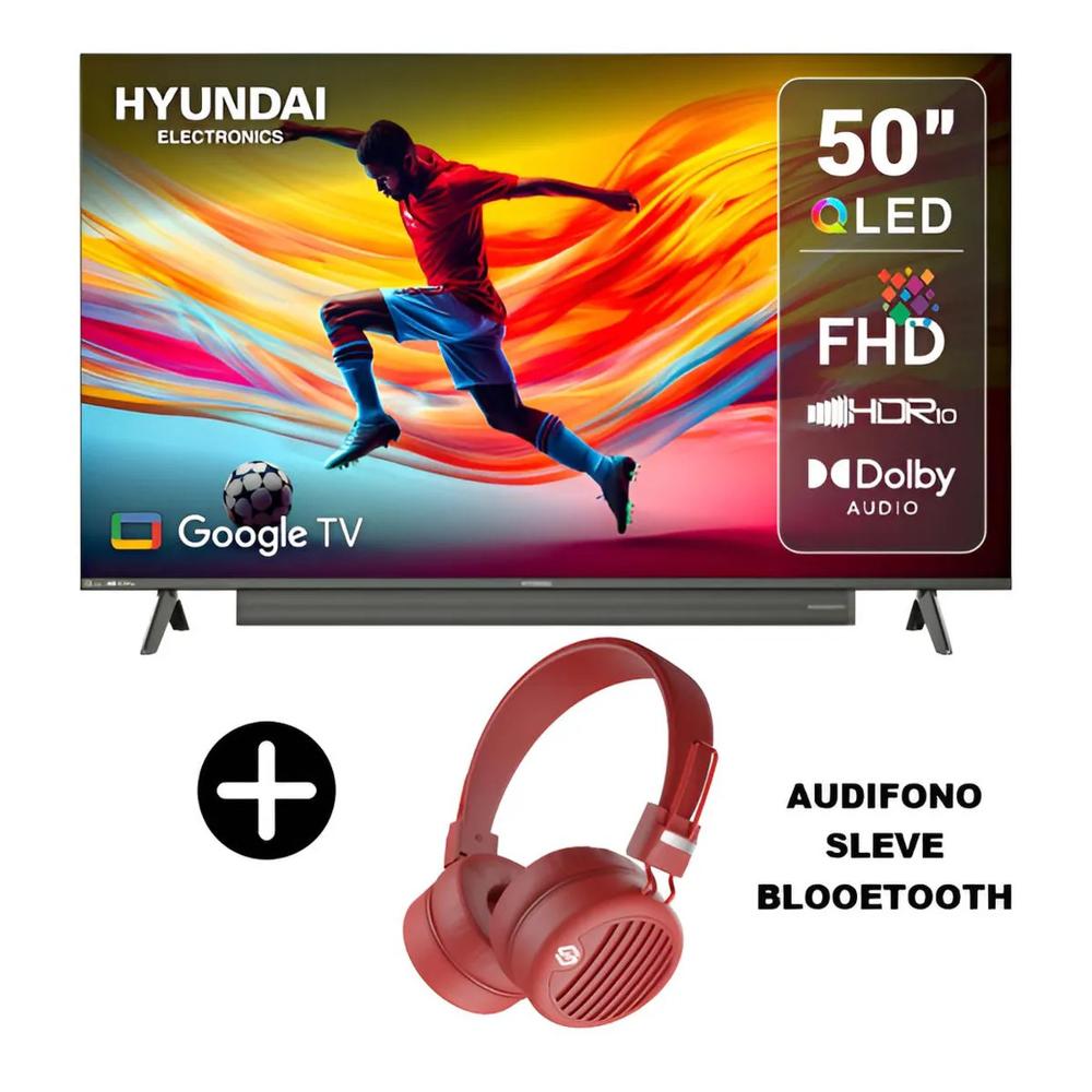 Televisor Hyundai Qled 50 HYLED5029QFG con Soundbar integrado + Audifono