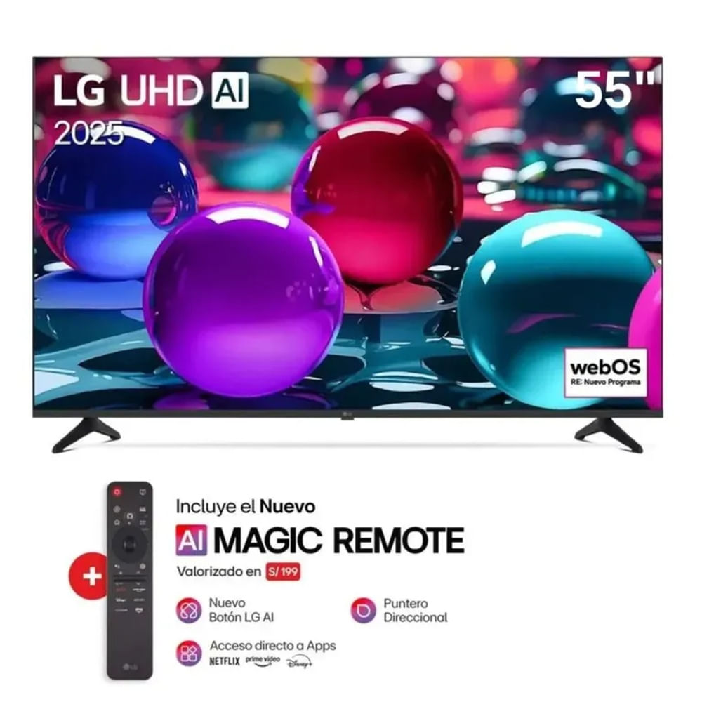 Televisor LG 55 UHD 4K Thinq AI 55UA7300PSB 2025  mas Control Magic MR25GA