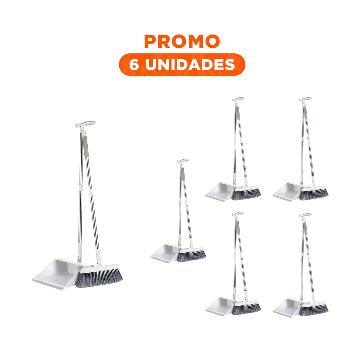 Pack6 Base Magica con Recogedor para Limpieza Practica de Hogar Blanco Simple
