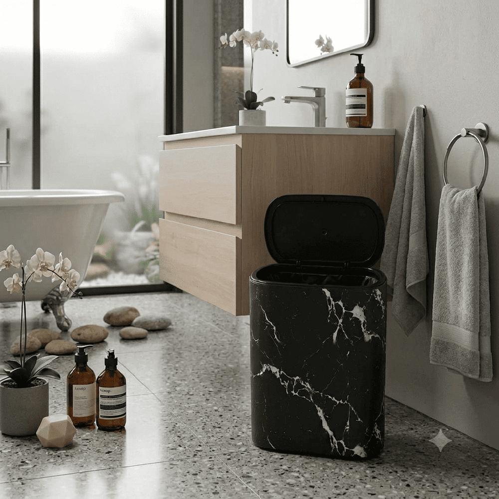 Tacho de Basura Marmoleado Negro  100NE11