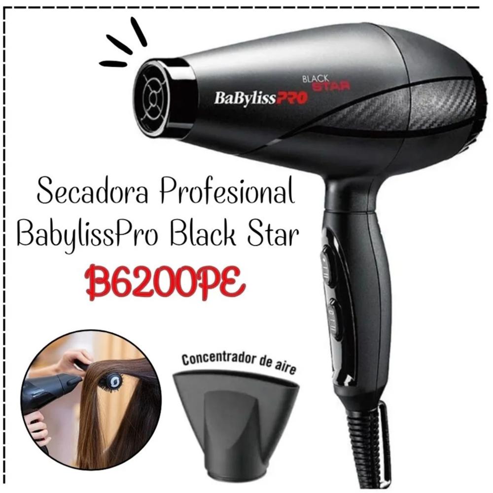 Secadora BabylissPro Black Star B6200PE Diseño Ligero Profesional