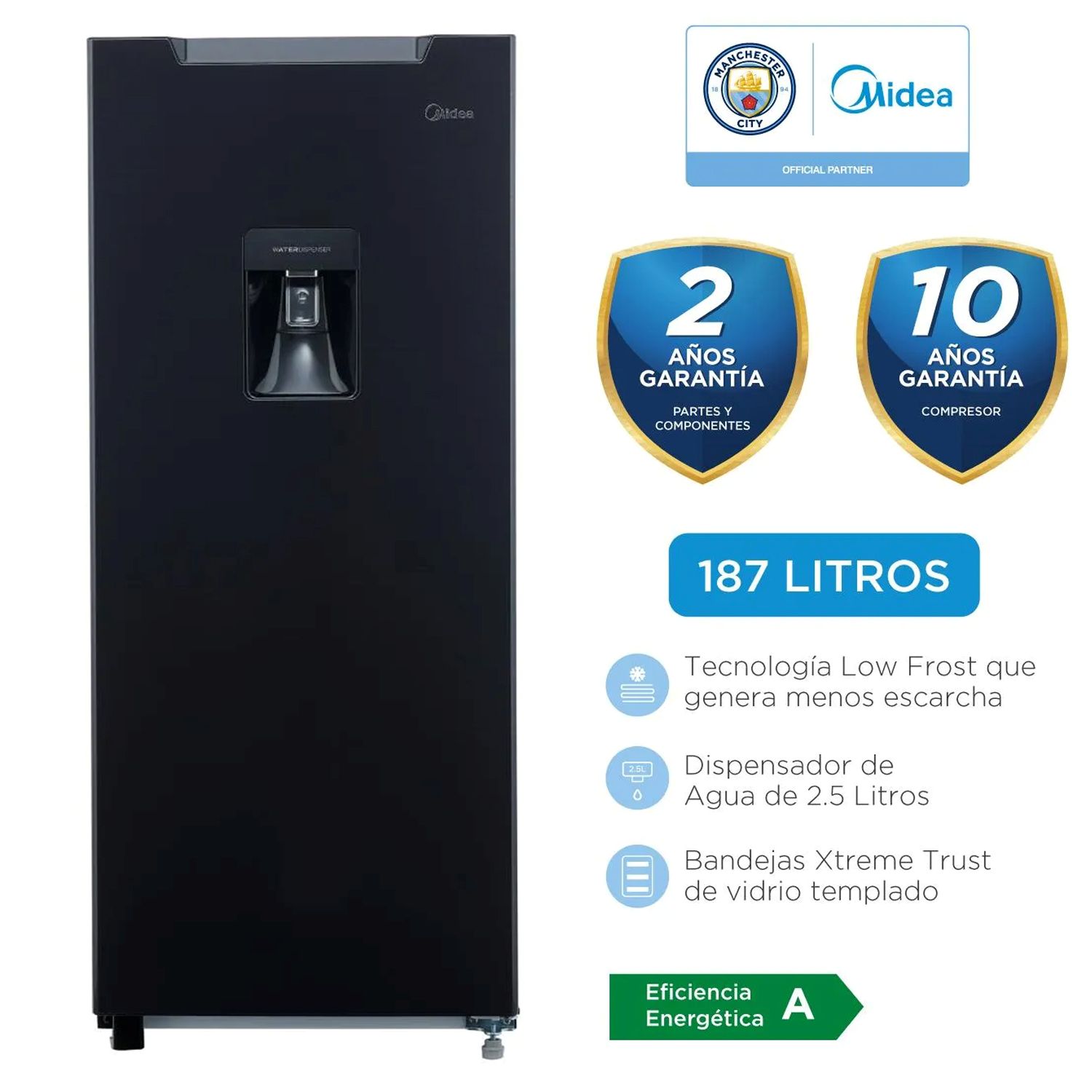 Refrigeradora Midea 187 Lt Top Freezer Mdrd190Anlxw Grafito