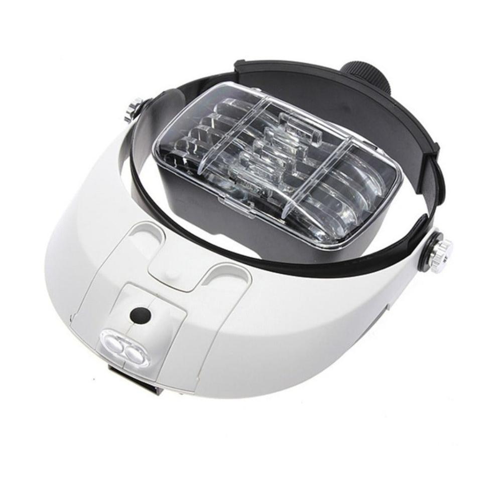 Lupa Tipo Visera Con Luz Led 5 Lentes De Aumento