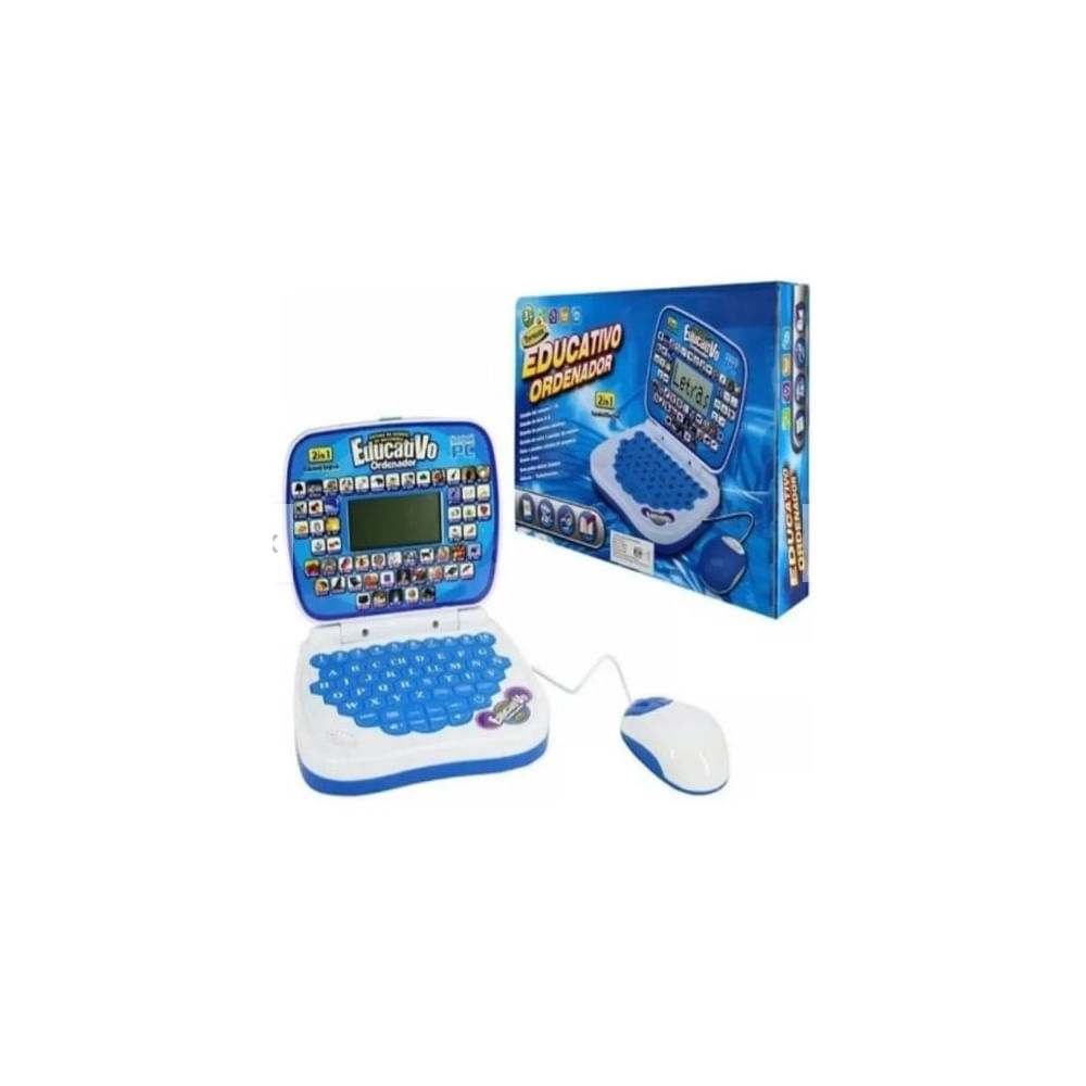 MINI LAPTOP EDUCATIVA PARA NIÑO APRENDIZAJE CON MOUSE EN ESPAÑOL INGLES AZUL