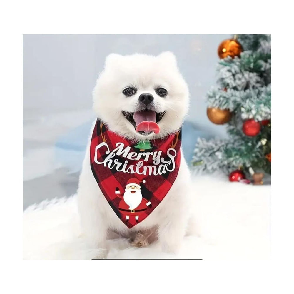 PAÑOLETA NAVIDEÑA PARA MASCOTA DISEÑO MERRY CHRISTMAS ROJO Rojo