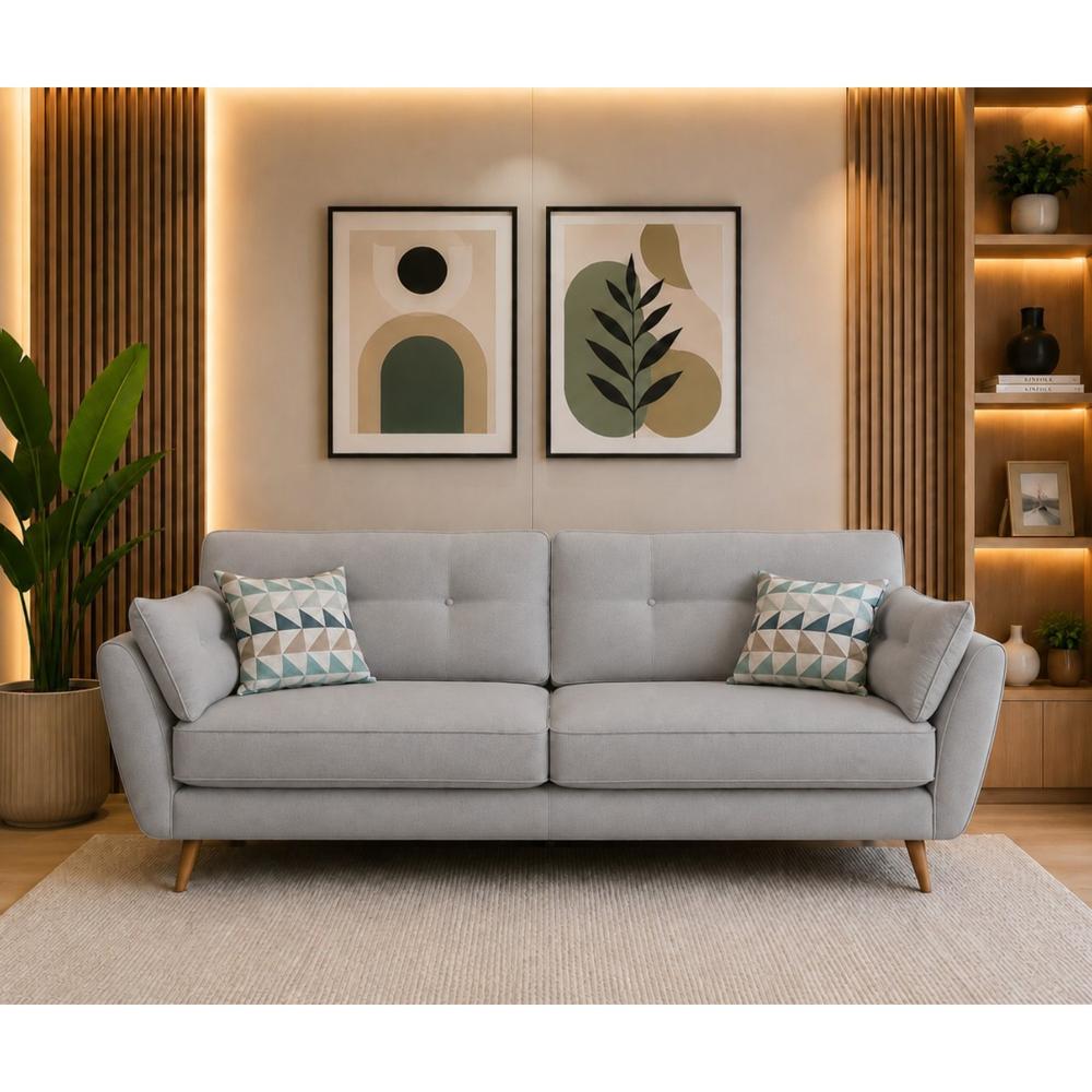 Sofa Triple Kira Gris Claro Vintage