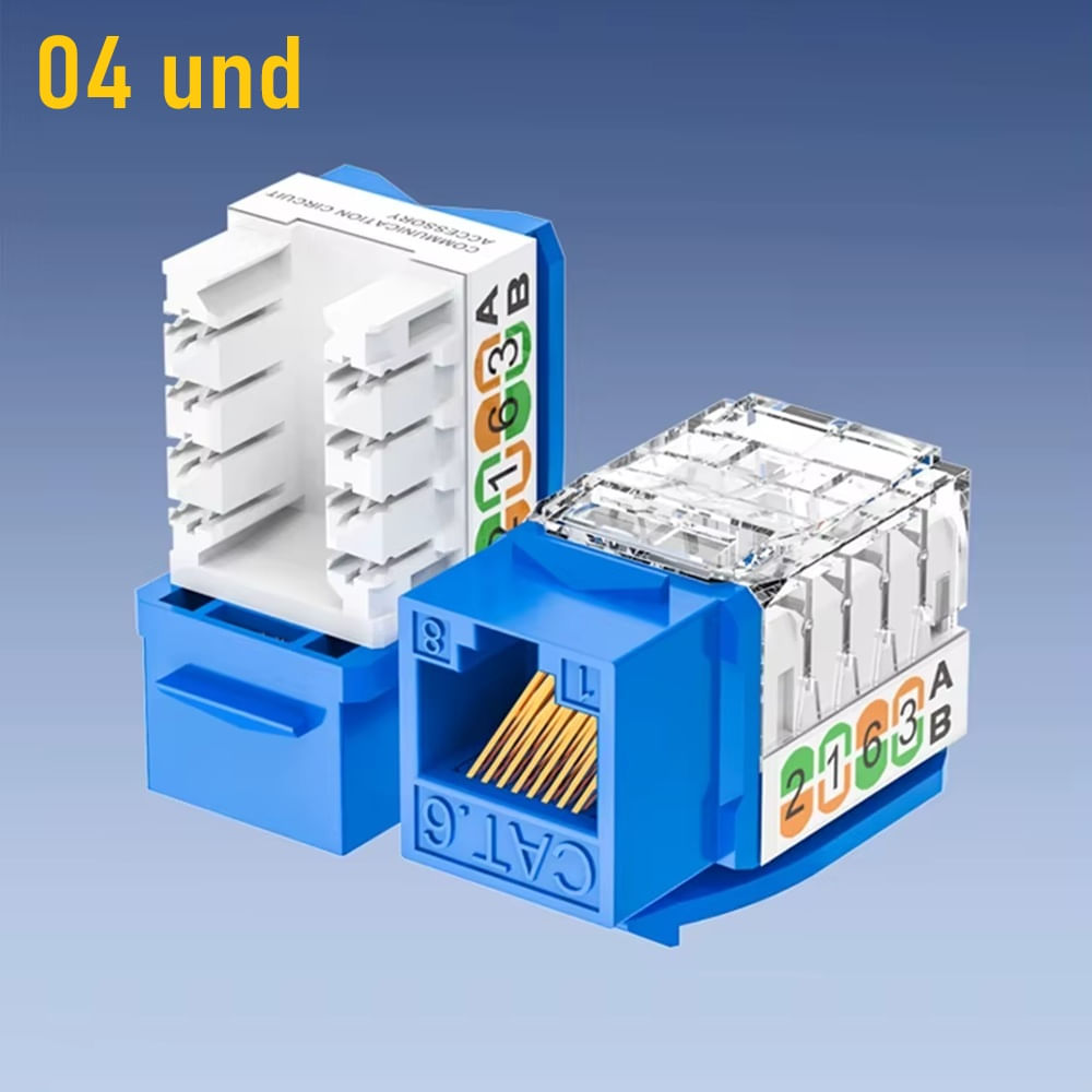 Jack Keystone RJ45 CAT6 Conector Modular de 90 grados - 04 Unidad