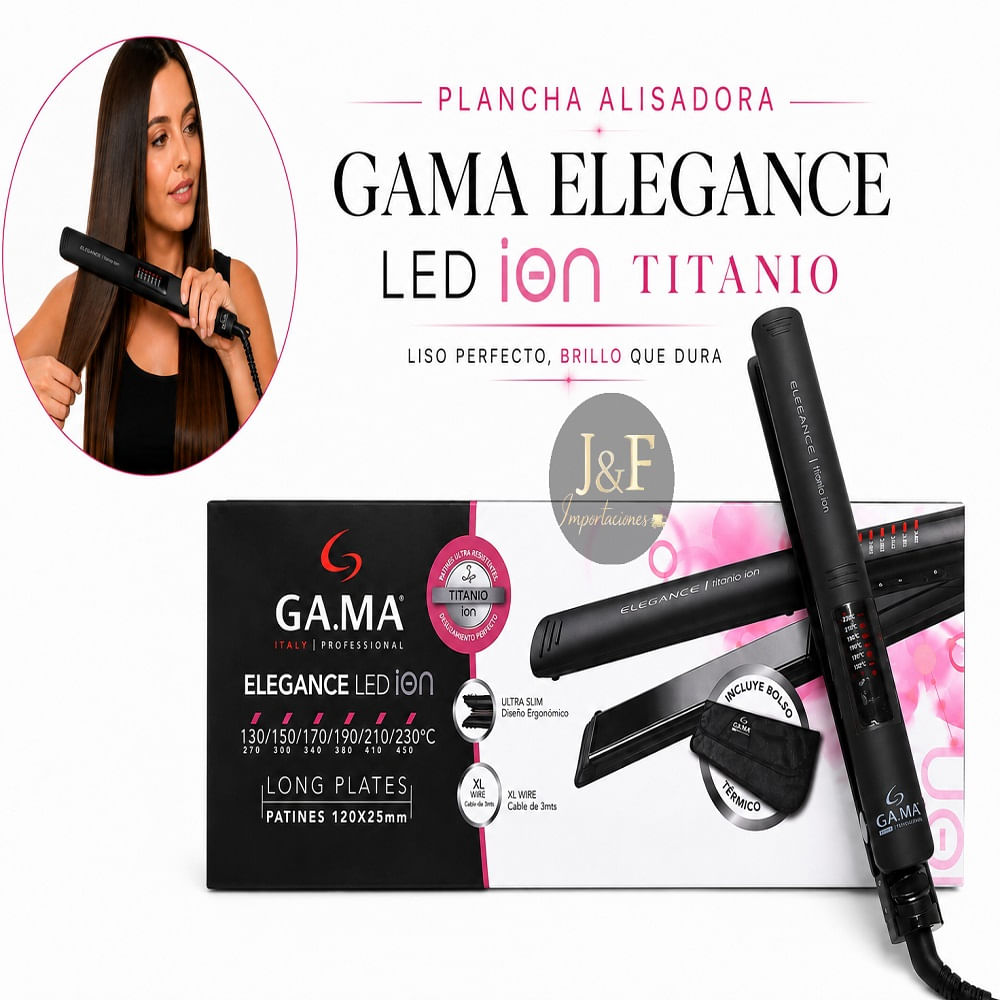PLANCHA ALISADORA GA.MA ELEGANCE LED ION TITANIO - BECHS0000001467