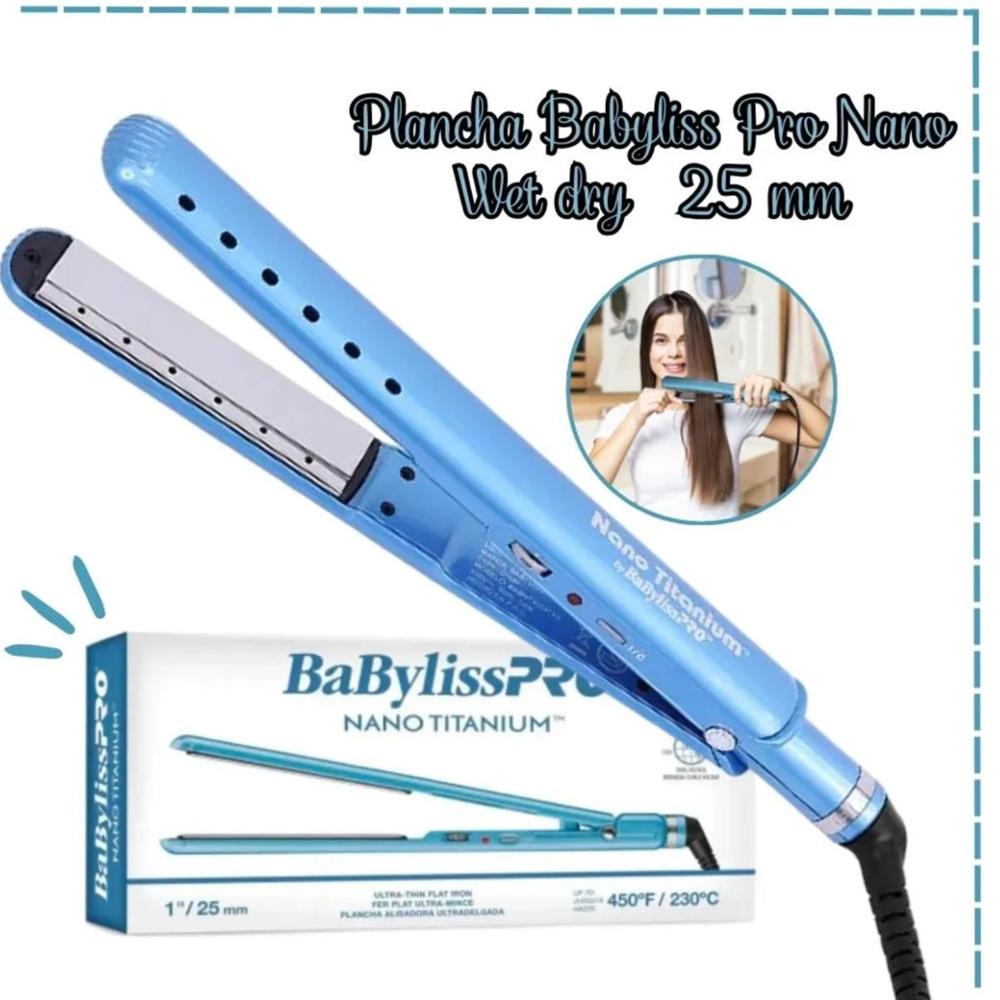 Plancha para Cabello Babyliss Pro 25 mm Nano Titanium Uso Profesional