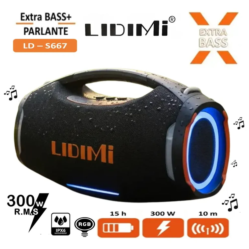 Parlante Portátil Lidimi Ld-s667 300W Extra Xbass  Bt Usb
