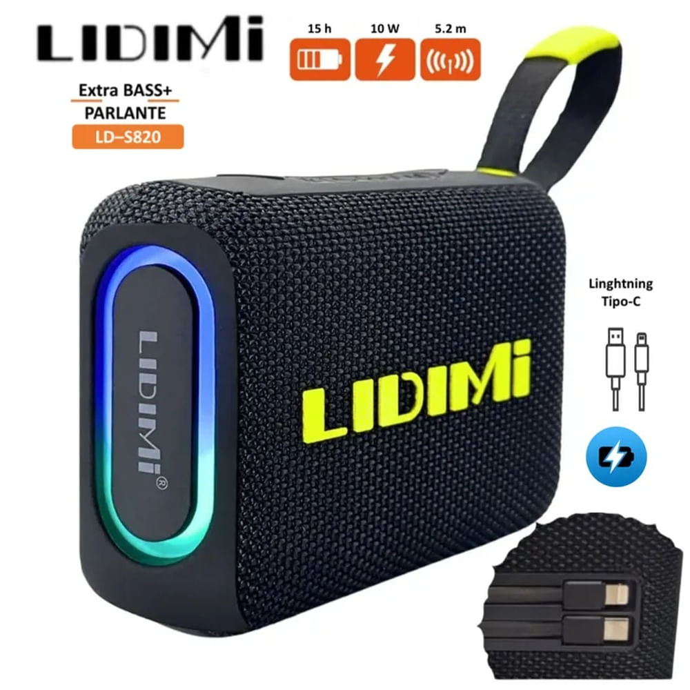 Parlante Bluetooth 5.3 RGB Banco de Energía 5000mAh LIDIMI LD-S820 N