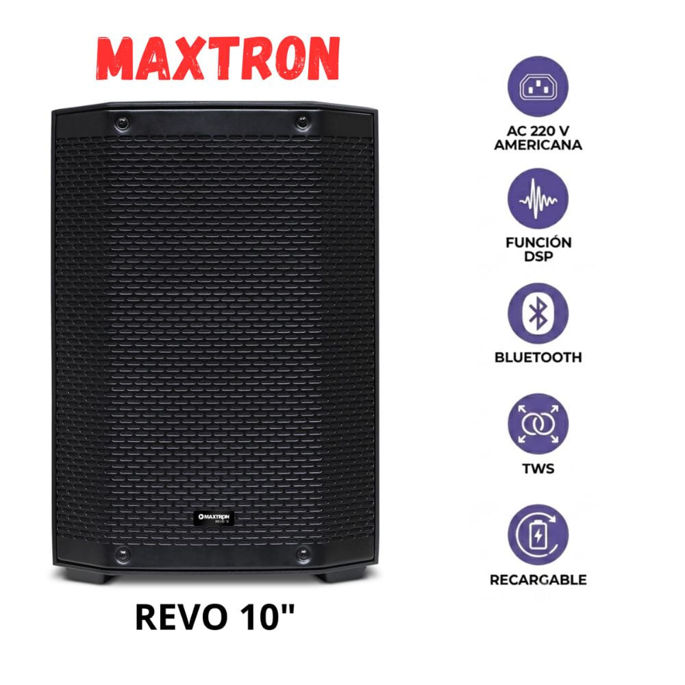 Parlante Portatil Maxtron REVO MXT 8110 Boufer 10 USB BT TWS Con DSP Profesional