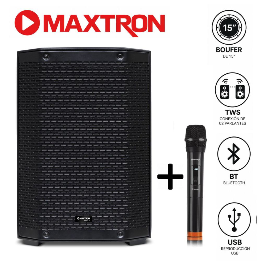Promo Maxtron Parlante REVO MXT 8110  Microfono MX 758 Inalambrico