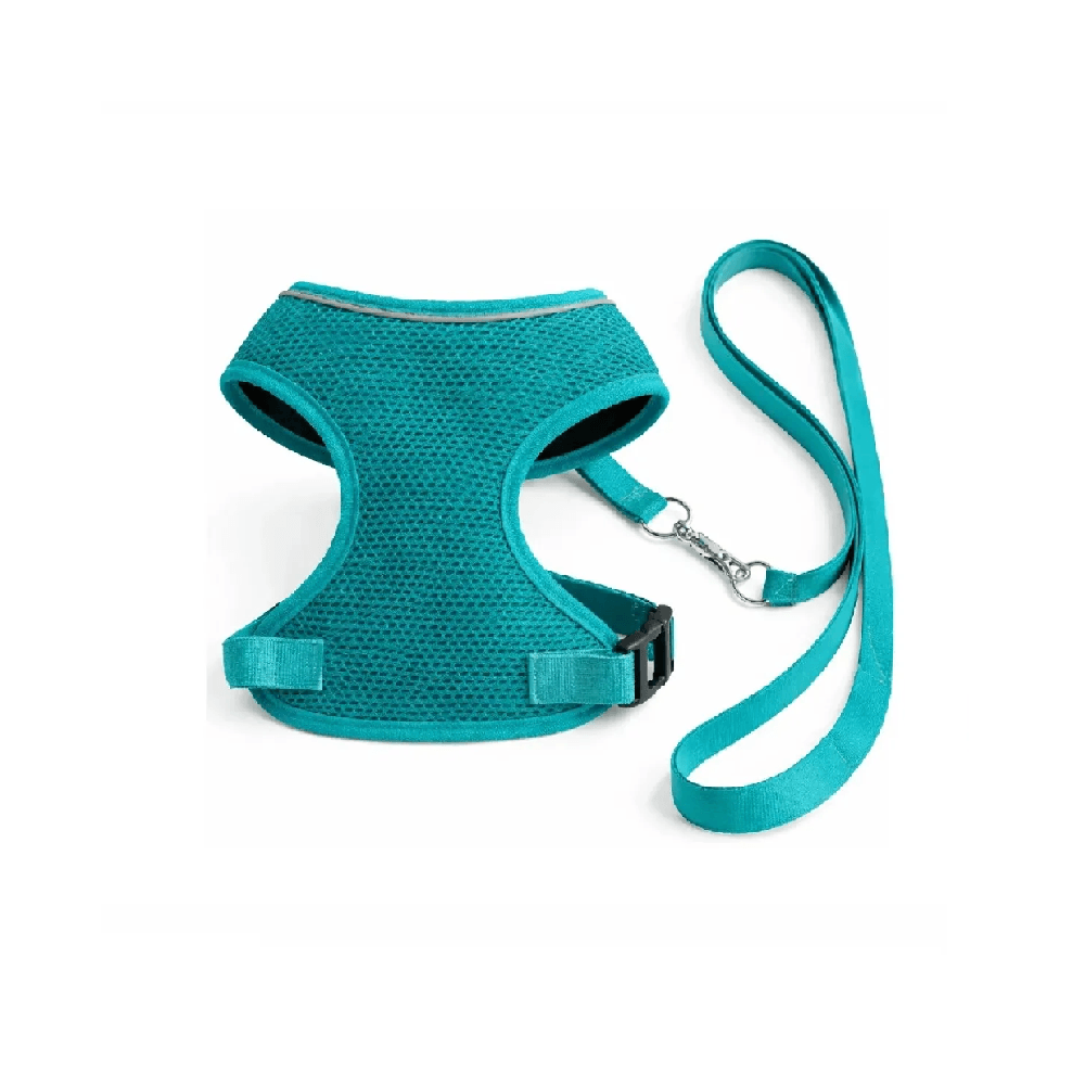 Pechera de malla anti transpirante para perros turquesa talla 1 con tiro de correa