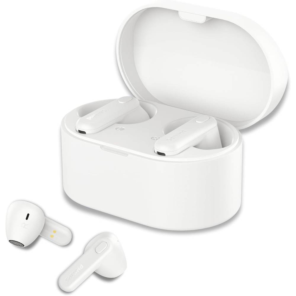 Audífonos Inalámbricos Philips TAT1138 Bluetooth 5.3 con Micrófono IA e IPX4 Blanco