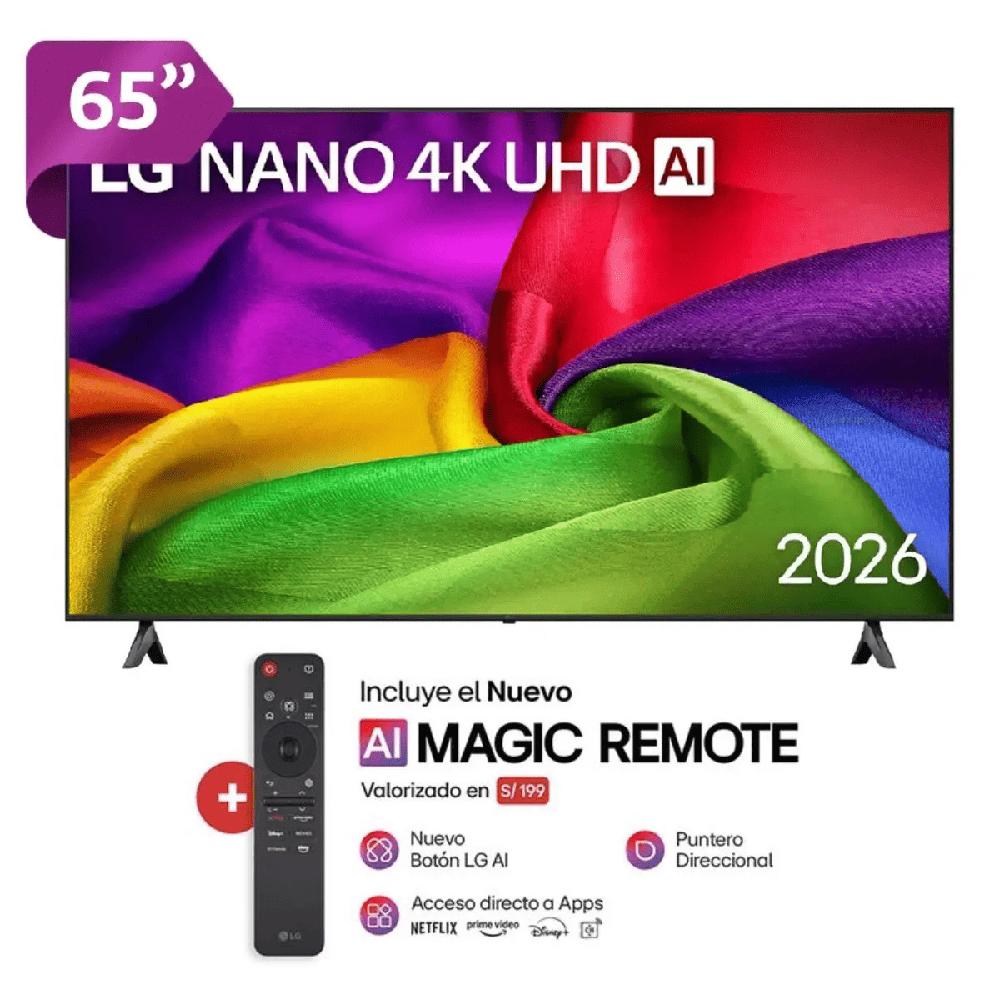Televisor LG 65 Pulgadas NANOCELL UHD 4K WebOS 65NU800BPSB - Control Magic IA - 2 años de Garantía