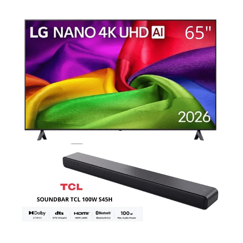 Televisor LG 65 Pulgadas Nanocell UHD 4K Web Os 65NU800BPSB - Soundbar TCL 100 Watts S45H 2026