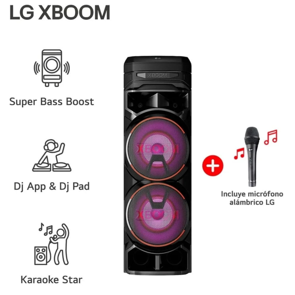 Torre de Sonido LG Xboom RNC9 1800W Multi-Bluetooth Karaoke Star Más Microfono Inalámbrico